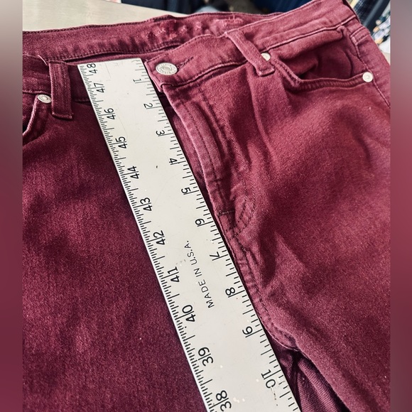 7 FOR ALL MANKIND Jeans Gwenevere High-Waist Ankle Skinny Pants Maroon SZ 32 - Picture 13 of 15